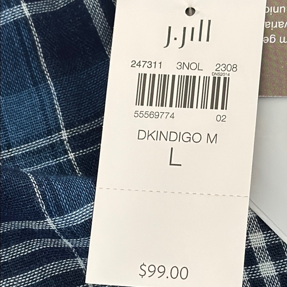 NWT 🌸 J Jill Blue and White Plaid Tunic Size Large - Picture 9 of 10